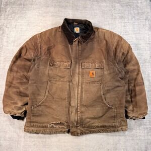Carhartt Jacket Mens 2XL Brown Distressed C26 DKB Arctic Traditional Work Coat